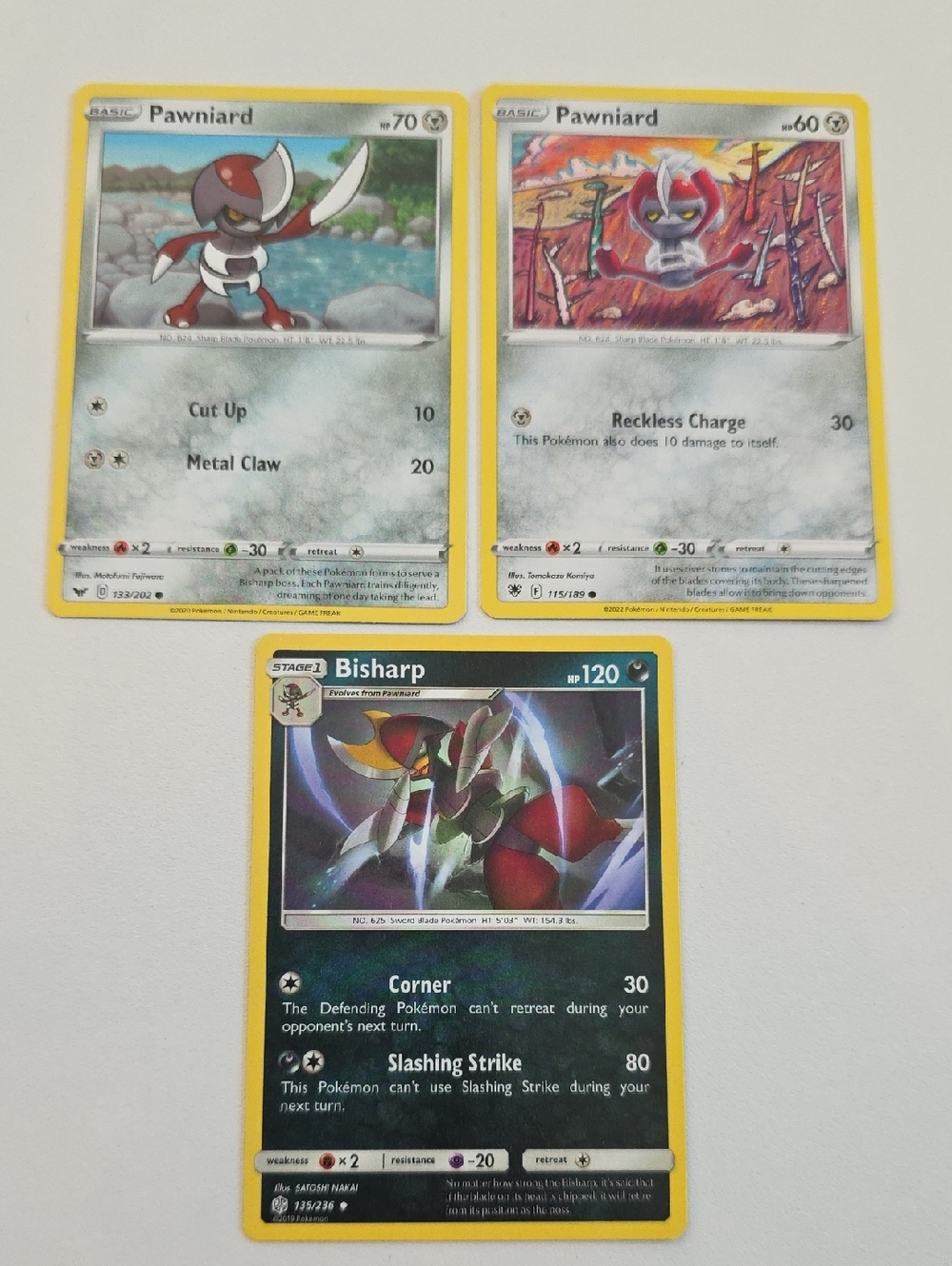 Pokemon Bisharp And Pawniard Trading Cards